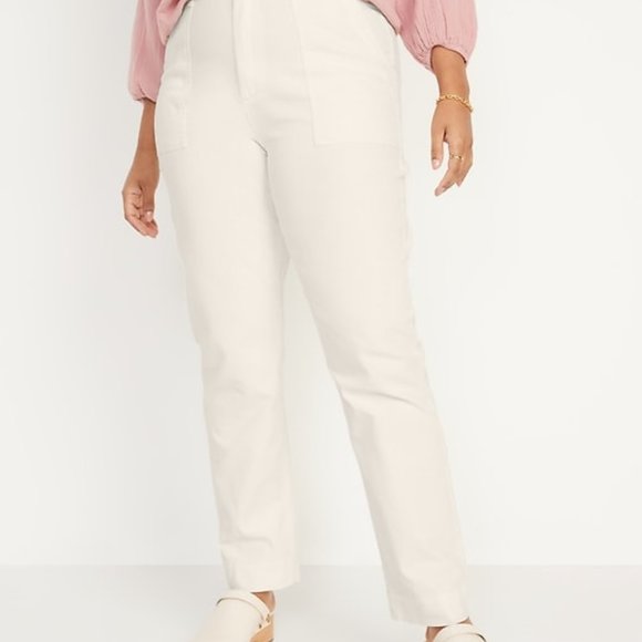 NWT Old Navy High-Waisted Straight Canvas Women's Workwear Pants Size 14 Tall - Picture 1 of 9